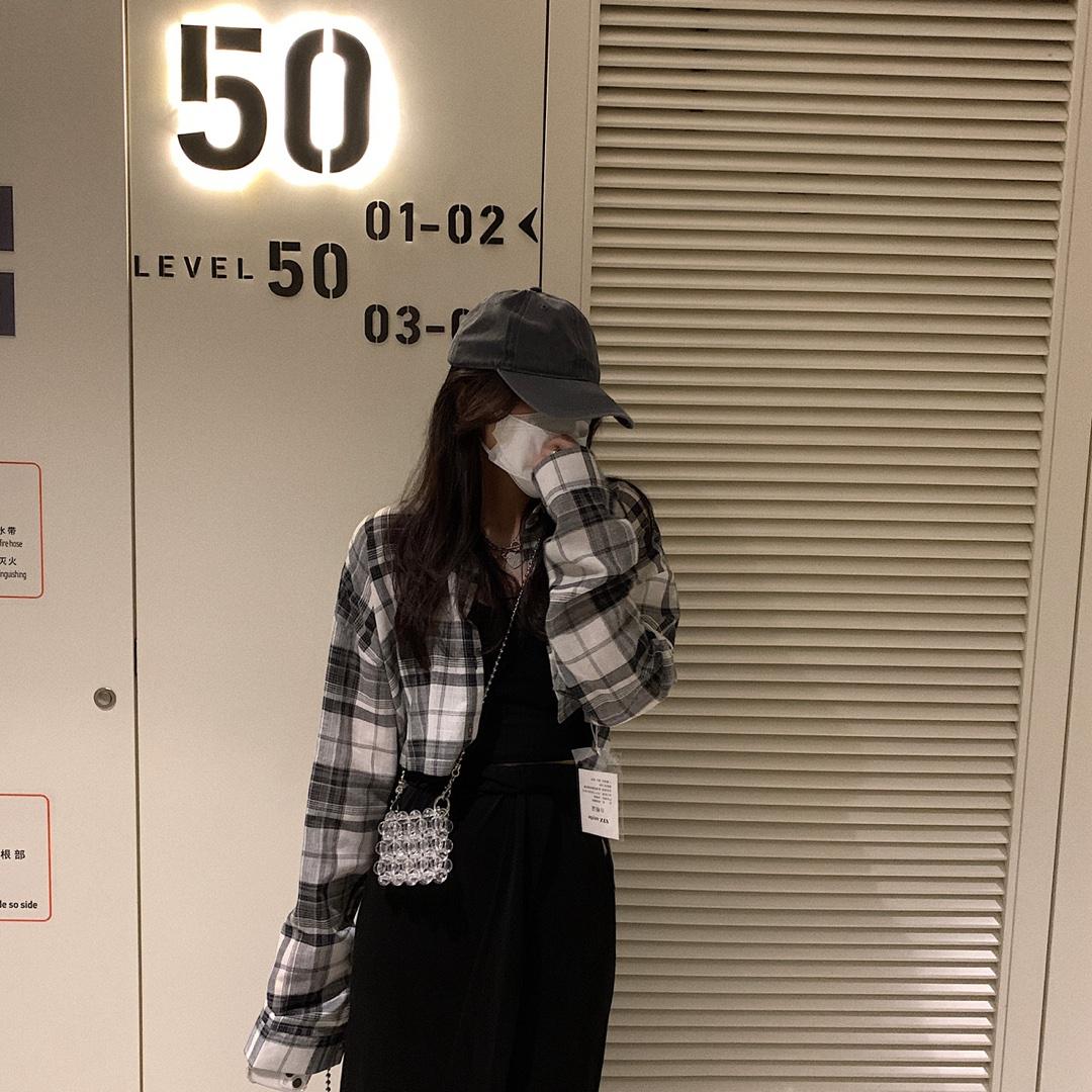 格子短衬衫，女装衬衫，XTZ style