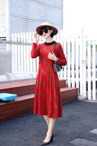 收腰女人味貂绒连衣裙，喜婆婆也可穿含羊毛,女装连衣裙,澳洛菲