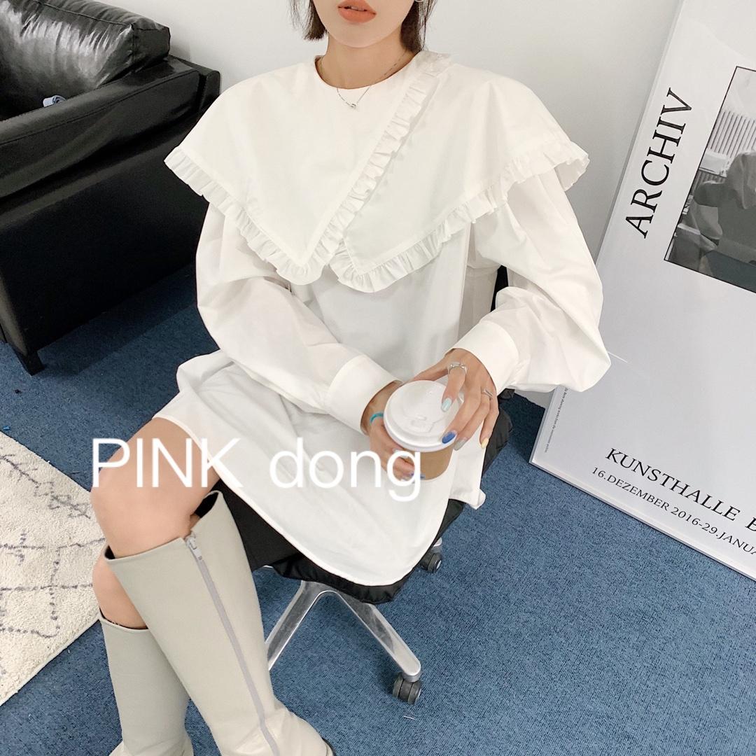 现货。薄料格子西服娃娃领亮色衬衣收腰版型超好七分袖西服，女装，PINK