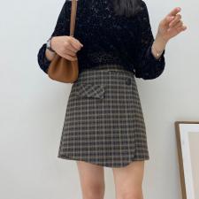 现货冬装新款格子裙裤，女装，春天