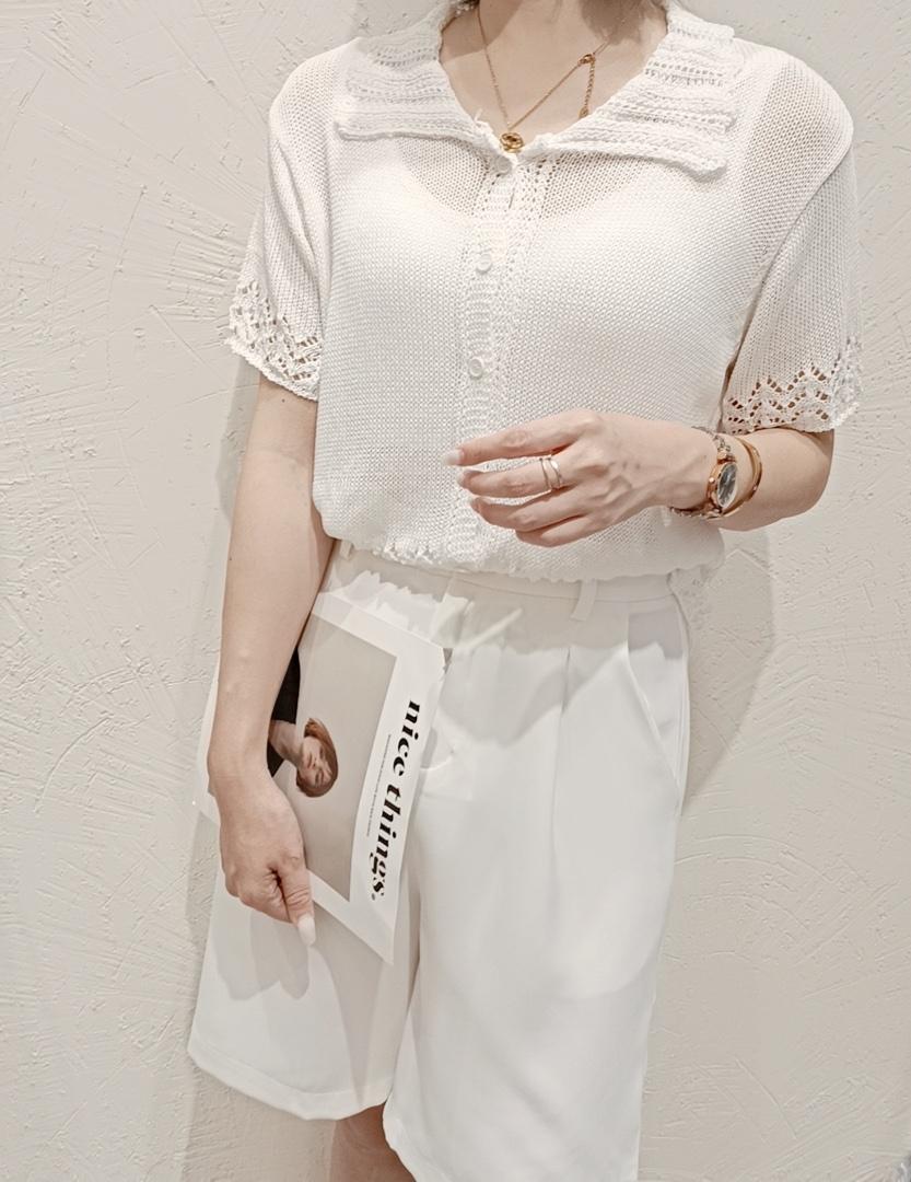 亚麻短袖开衫，女装，千变织造