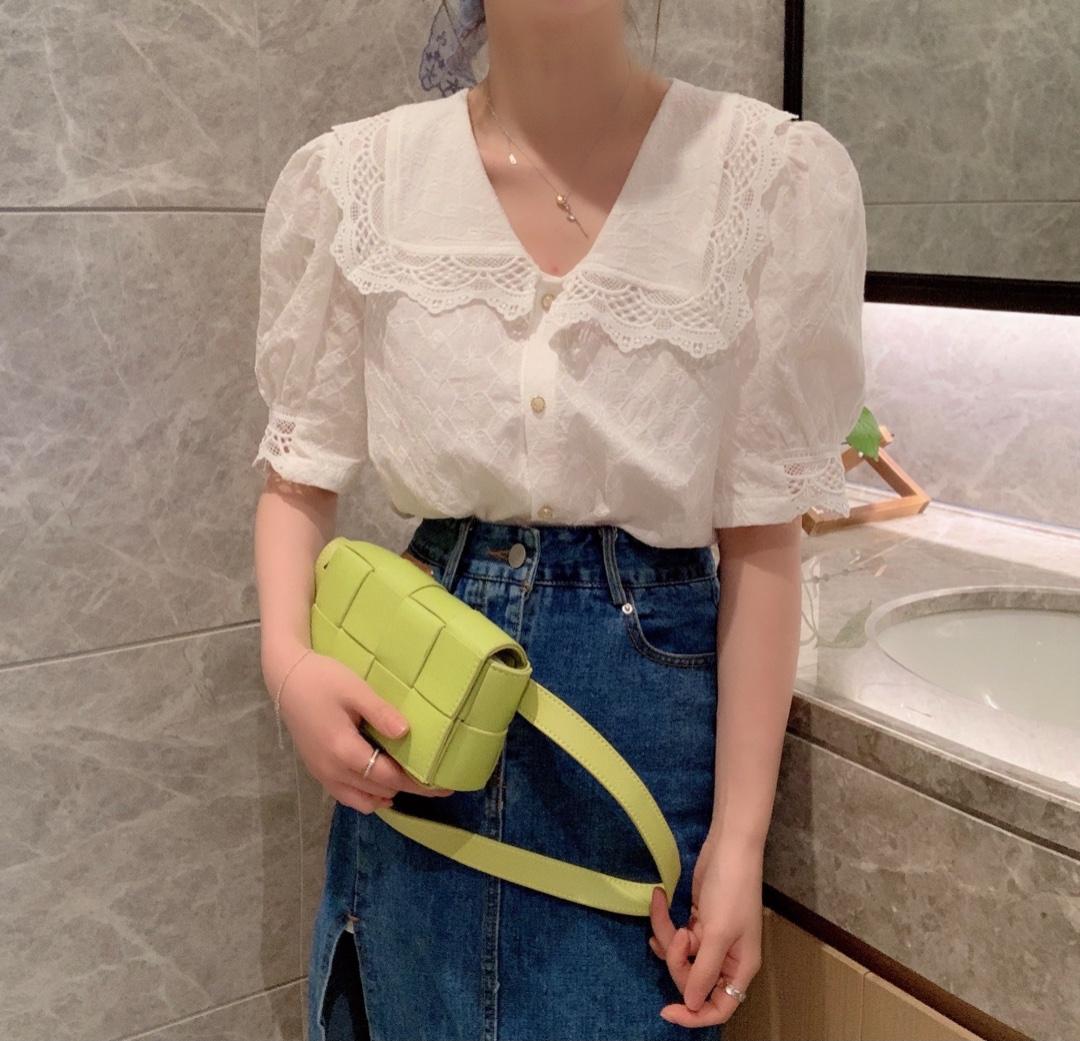 刺绣花翻领衬衣，女装，新袖