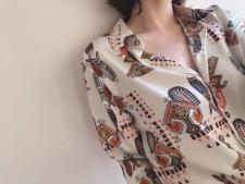 【现货】2021春季新品真丝缎面印花衬衫，女装衬衫，七七迷兰
