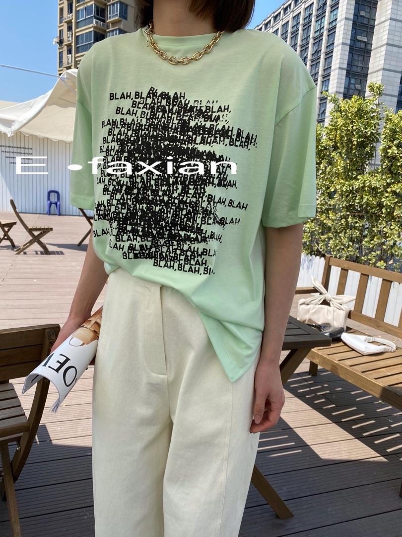 三色字母Ｔ白色黑色绿色跑量款，女装，E.FAXIAN伊发现