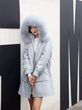 ZHG8131真狐狸毛领内胆可拆卸獭兔毛保暖派克服，女装，L·H·X