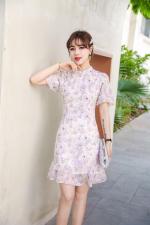 夏季新款3D印花清爽气质小旗袍，女装婚纱/旗袍/礼服，菲雪妮