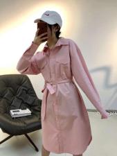 【春装】纯色韩系腰带连衣裙，女装连衣裙，QIANCHEN 谦晨