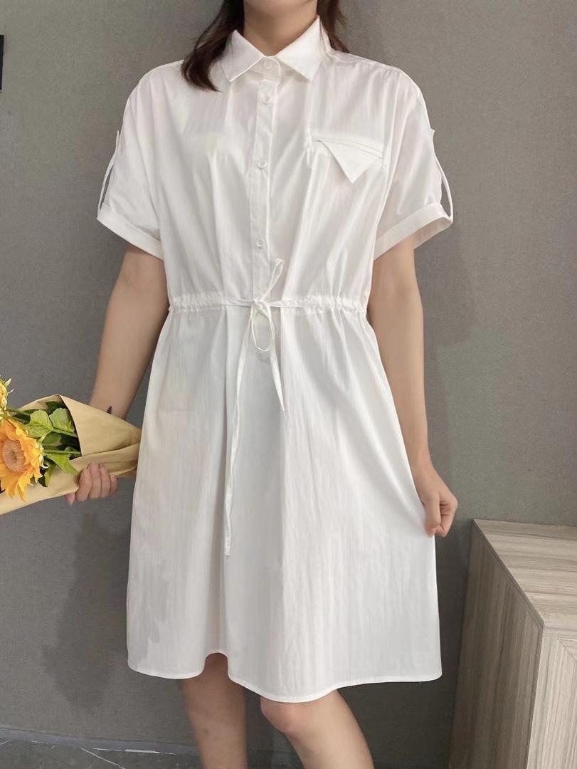 爱美欧夏季衬衫收腰连衣裙，女装衬衫，爱美欧