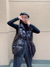秋冬季皮毛一体羽绒服羽绒马甲打底毛衣，女装羽绒服，Waves smile