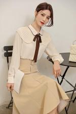 很仙的上衣洋气衬衫女2021春秋季气质超仙长袖小衫白色打底雪，女装衬衫，初婇
