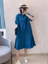 XL9910夏季新款2021韩版宽松bf休闲百搭抽松紧连衣裙，女装连衣裙，L·H·X