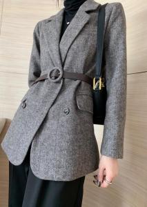经典款呢料人字纹西装外套,女装西装,炫欧澜