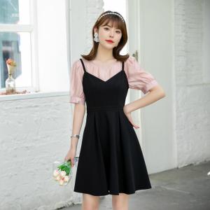 夏季新款 韩版可爱气质背带套裙,女装,水锦红