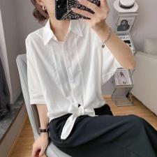 夏季潮流打结衬衣，女装，日の谷