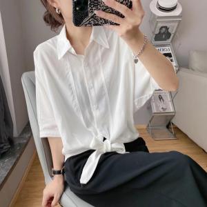 夏季潮流打结衬衣,女装,日の谷