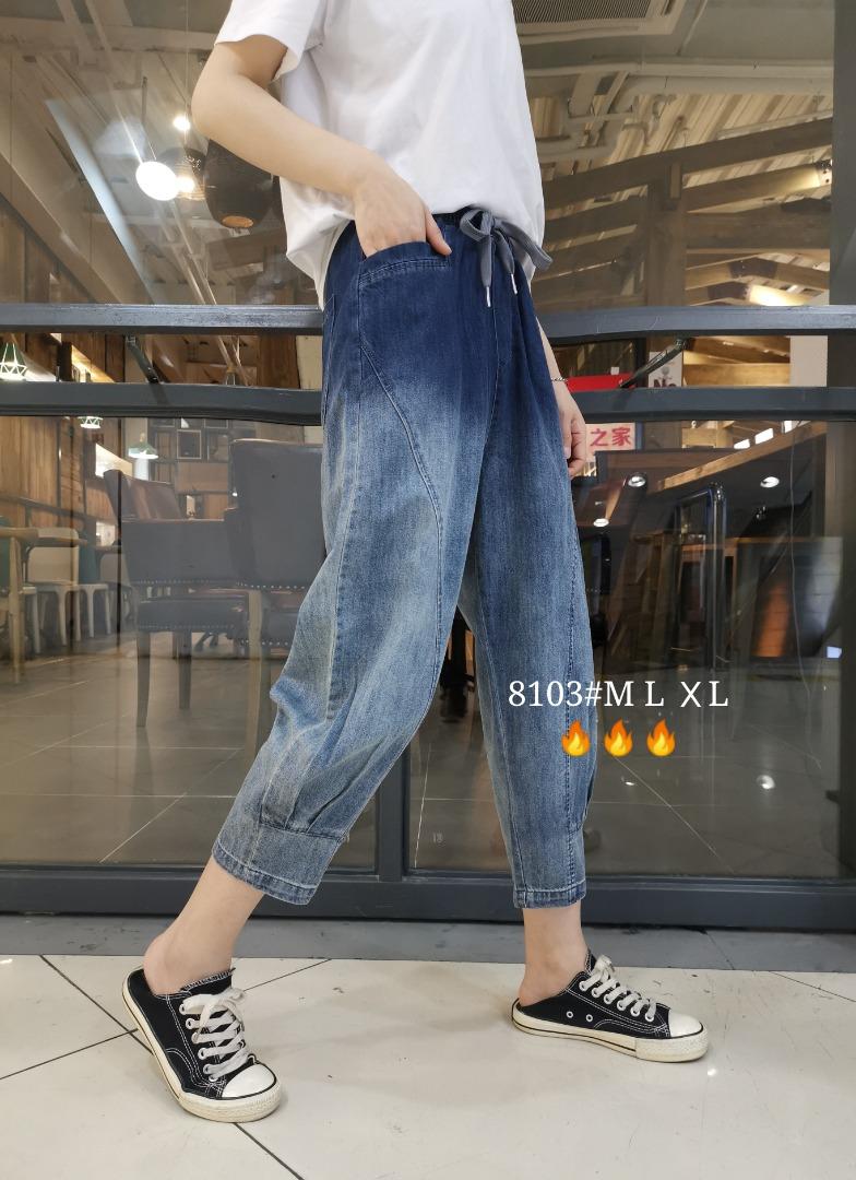 渐变色牛仔胯裤MLXL，女装，简 影