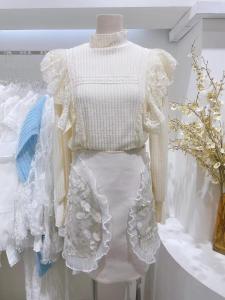 21春款蕾丝花边打底+重工绣花亮片短裙,女装,WOOSING