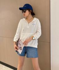 【现货】夏季新款针织牛仔拼接字母圆领潮款卫衣，女装卫衣/绒衫，微迪菲