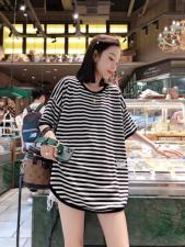 韩版冰丝条纹大T，女装，一杭