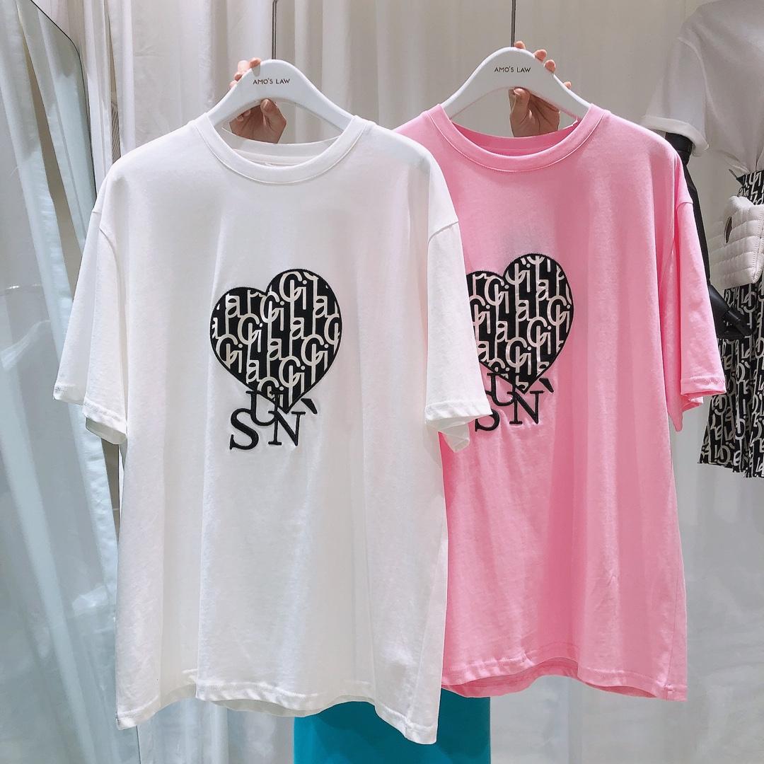 爱心T桖，贴布刺绣工艺，女装，AMO