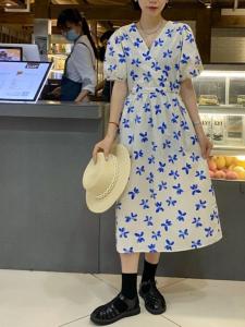 夏季新款花连衣裙,女装连衣裙,日の谷