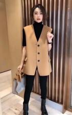 SL20999气质V领大版宽松百分百羊毛双面呢马甲，女装马夹，L·H·X