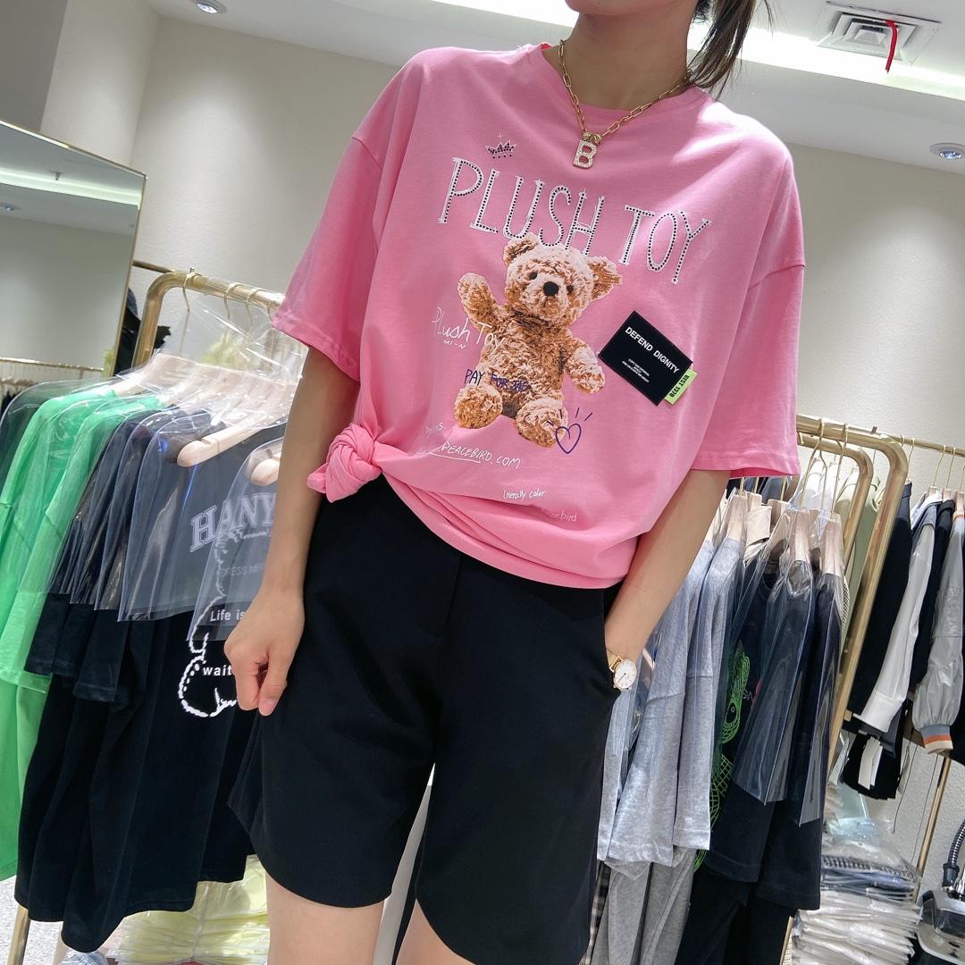 【现货】2021优彩夏季新款重工小熊大板T，女装，优彩