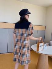 爱美欧夏季新款格子披肩连衣裙，女装连衣裙，爱美欧
