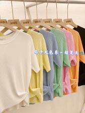 一粒扣针织上衣，女装，WW9