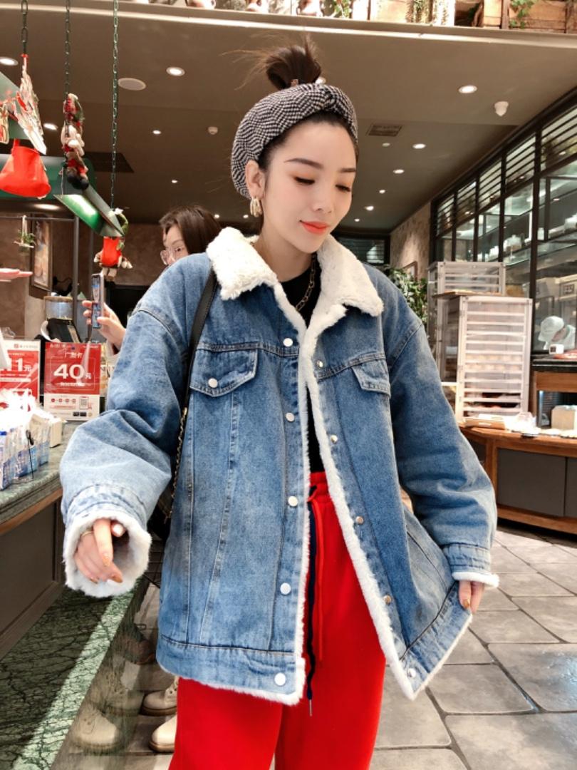 欧版加绒牛仔外套，女装，一杭