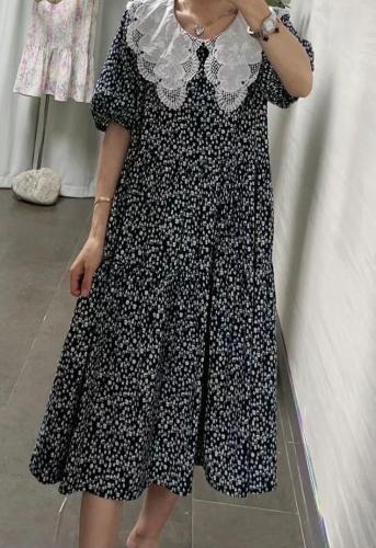 【现货】夏季新款 小房子图案雪纺领连衣裙,女装连衣裙,KEYI