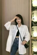 DG879春季新品设计感小众韩版抽绳休闲气质长袖衬衫，女装衬衫，L·H·X