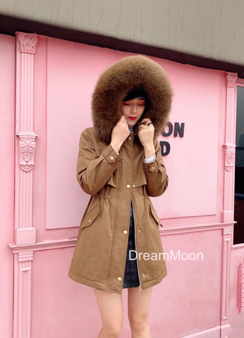 冬装新款派克服超大狐狸毛领修身显瘦，女装，梦中秋月