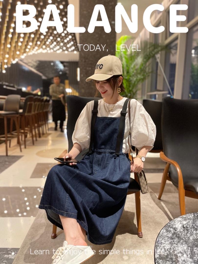 牛仔背带裙，女装，跳跳谷