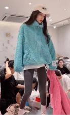 网红立领抽绳带?标拉链羊羔毛颗粒卫衣，女装卫衣/绒衫，L·H·X