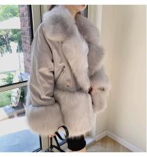 ZHG8109时尚真狐狸毛领?口下摆内胆羽绒两面穿皮草羽绒服，女装皮草，L·H·X