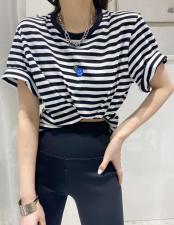 条纹简单t，女装，贰十三