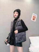 DG827休闲时尚丝绒大口袋立领百分百羽绒马甲，女装马夹，L·H·X