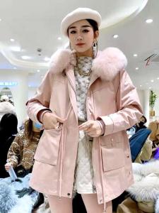 ZHG8119欧货可拆卸真狐狸毛领内胆獭兔毛时尚派克,女装,L·H·X