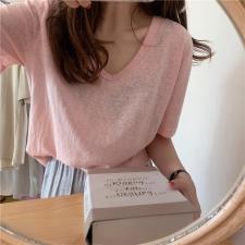 夏装新款韩版时尚短袖T恤简约百搭款，女装T恤，璐玩美