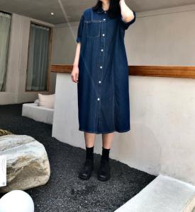 夏季水洗棉 牛仔长裙,女装,金子
