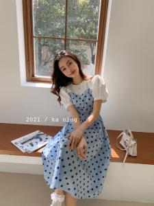 夏装 ～波点连衣裙搭配包包,女装连衣裙,咔柠