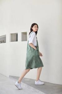 扎染背带群,女装,with E Q