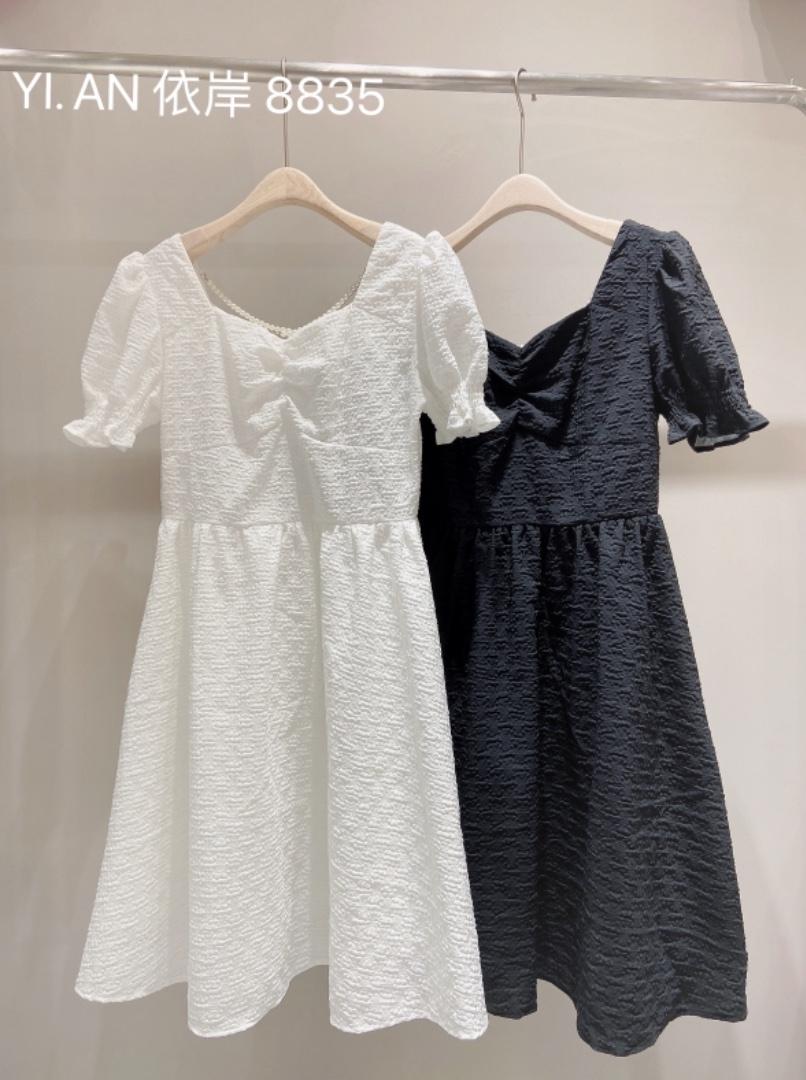 夏季珍珠连衣裙，女装连衣裙，依岸