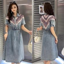 夏季新款流苏设计牛仔连衣裙，女装连衣裙，泡泡糖