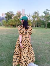 绑绳大豹点连衣裙，女装连衣裙，last name
