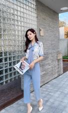 夏季碎花上衣套裤，女装，樱·之秀