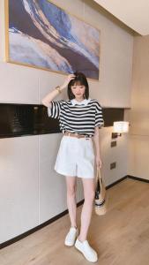 韩版条纹小杉,女装,巧析