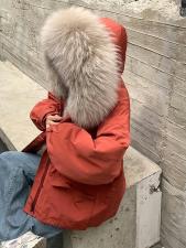 ZHG8116白耗大毛领狐毛门襟加獭兔内胆皮草派克服，女装皮草，L·H·X