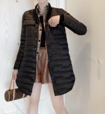 DG829拼接格子中长款百分百羽绒外套，女装，L·H·X